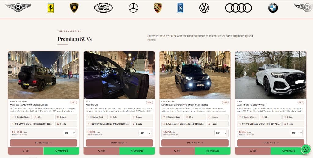 Mayfair Motors: product screenshot